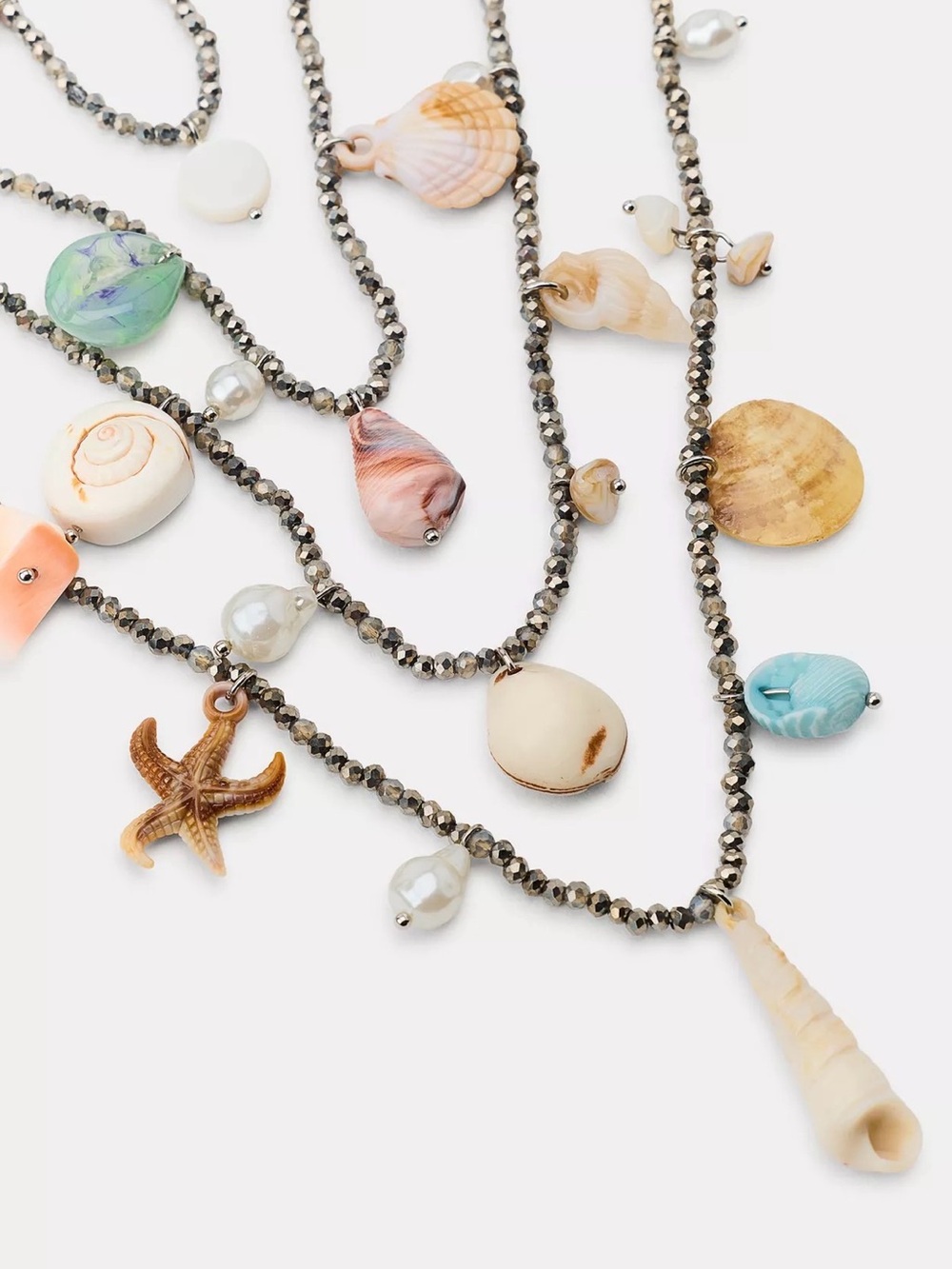 Zara Style PACK OF 4 BEADED SHELL NECKLACES